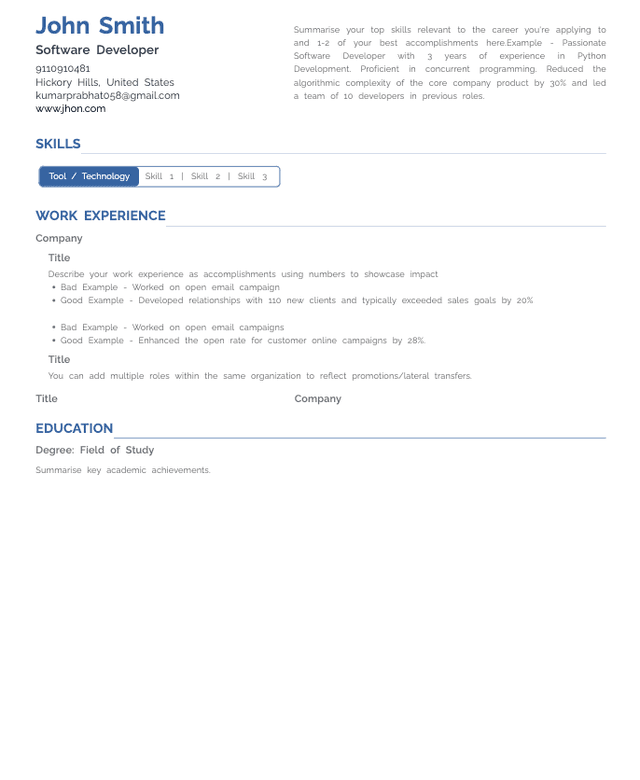 HyreSnap Resume Template