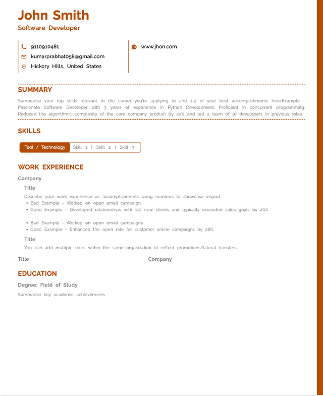 HyreSnap Resume Template