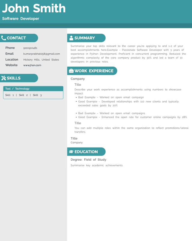 HyreSnap Resume Template