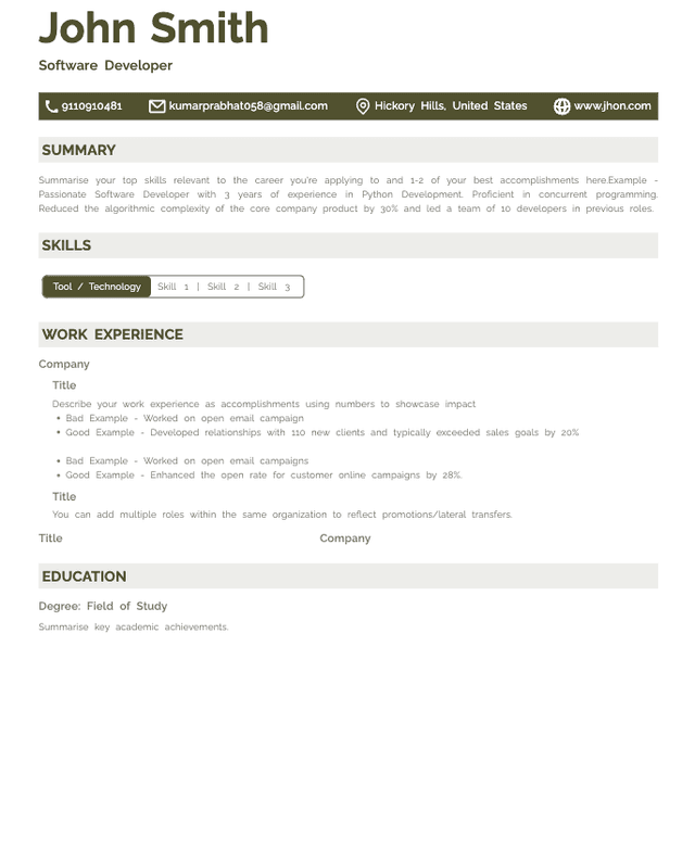 HyreSnap Resume Template