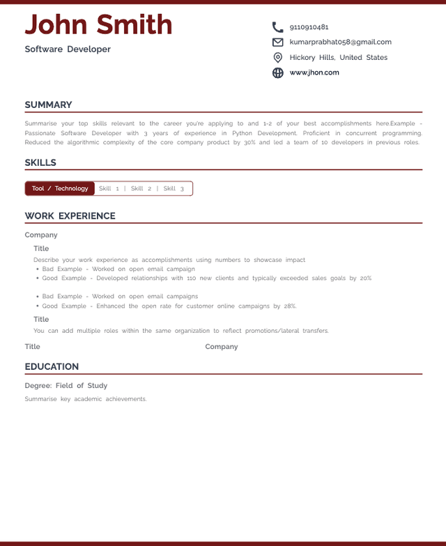 HyreSnap Resume Template