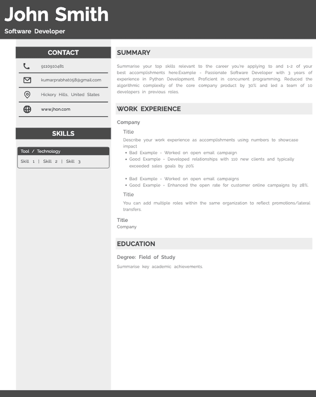 HyreSnap Resume Template