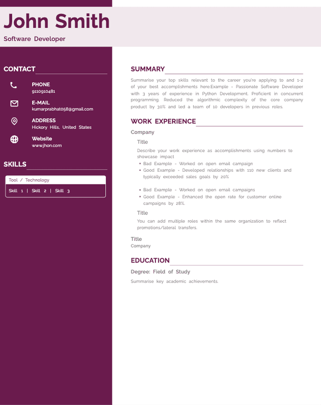 HyreSnap Resume Template